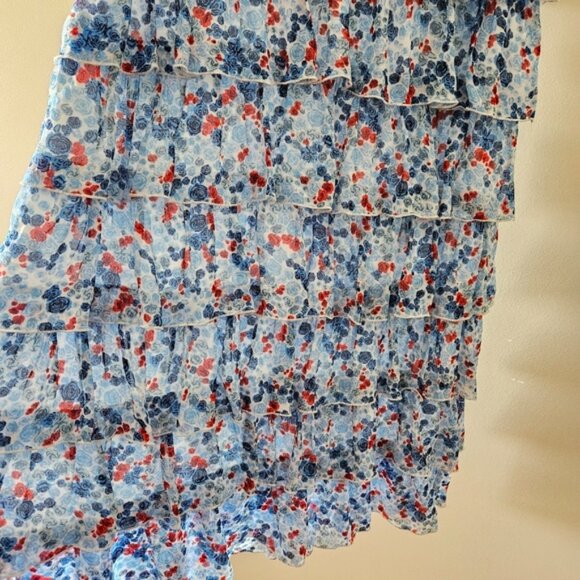 Aritzia Little Moon Rarity Blue Floral Feminine Ruffle Midi Dress Size XS. - Picture 9 of 16